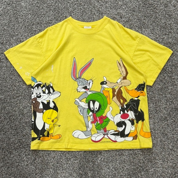 Sun Sportswear Other - Vintage 90s Looney Tunes AOP Wrap Around Sun Sportswear Yellow T-Shirt Mens XL
